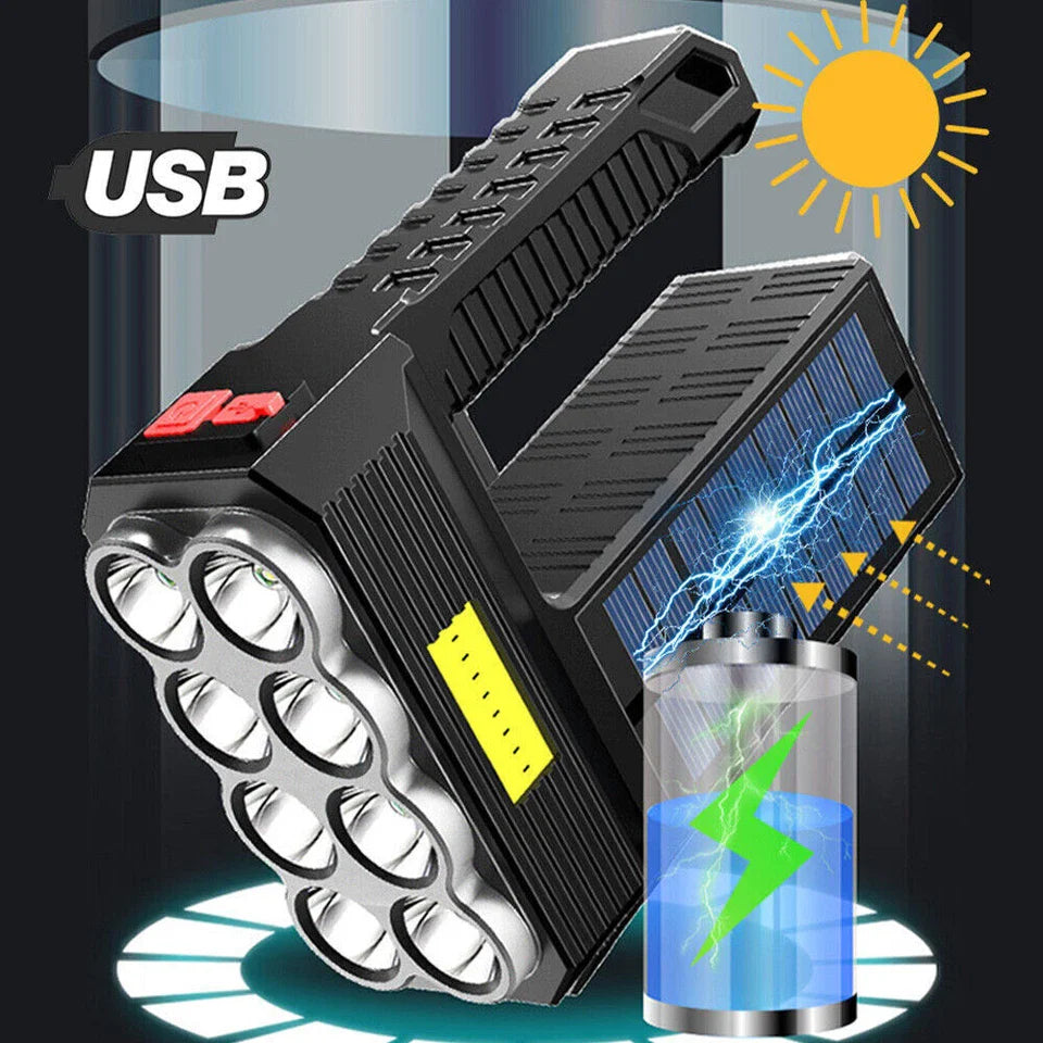 Avelena | Solar LED Taschenlampe – Wasserdichter, leistungsstarker Handstrahler mit Lithium-Batterie