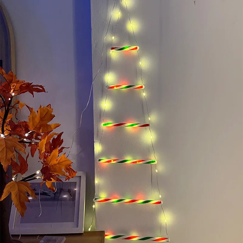 Avelena | Weihnachtsmann Kletterleiter mit LED-Lichterkette – Festliche Weihnachtsdekoration für Zuhause, Fenster & Baum