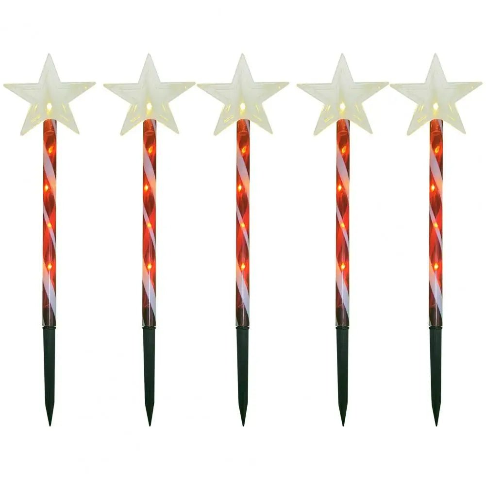 Avelena | Solar Schneeflocke Weihnachtsbaum Gartenlichter – 5 Stück. Wasserdichte LED Stecklichter für magische Außendekoration zu Weihnachten und Ganzjahresbeleuchtung des Rasens