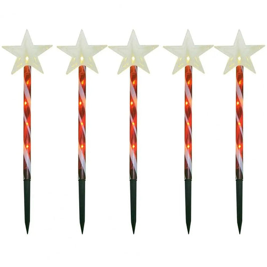 Avelena | Solar Schneeflocke Weihnachtsbaum Gartenlichter – 5 Stück. Wasserdichte LED Stecklichter für magische Außendekoration zu Weihnachten und Ganzjahresbeleuchtung des Rasens