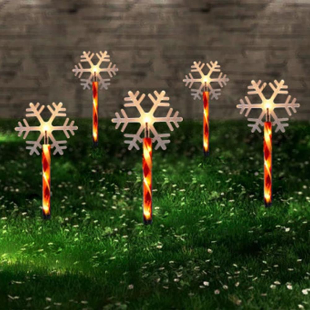 Avelena | Solar Schneeflocke Weihnachtsbaum Gartenlichter – 5 Stück. Wasserdichte LED Stecklichter für magische Außendekoration zu Weihnachten und Ganzjahresbeleuchtung des Rasens
