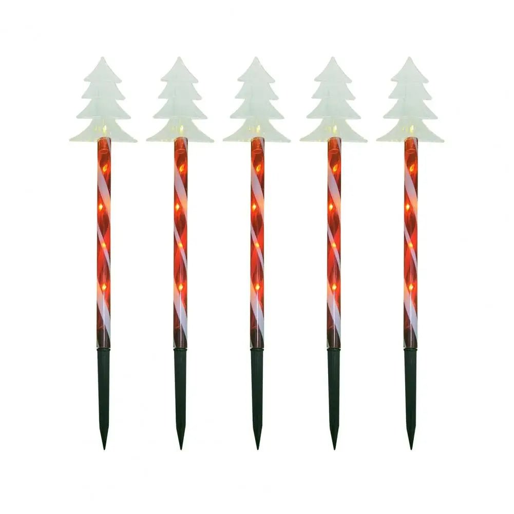 Avelena | Solar Schneeflocke Weihnachtsbaum Gartenlichter – 5 Stück. Wasserdichte LED Stecklichter für magische Außendekoration zu Weihnachten und Ganzjahresbeleuchtung des Rasens