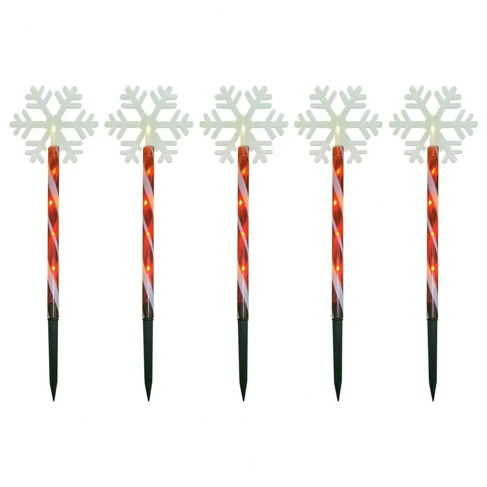Avelena | Solar Schneeflocke Weihnachtsbaum Gartenlichter – 5 Stück. Wasserdichte LED Stecklichter für magische Außendekoration zu Weihnachten und Ganzjahresbeleuchtung des Rasens