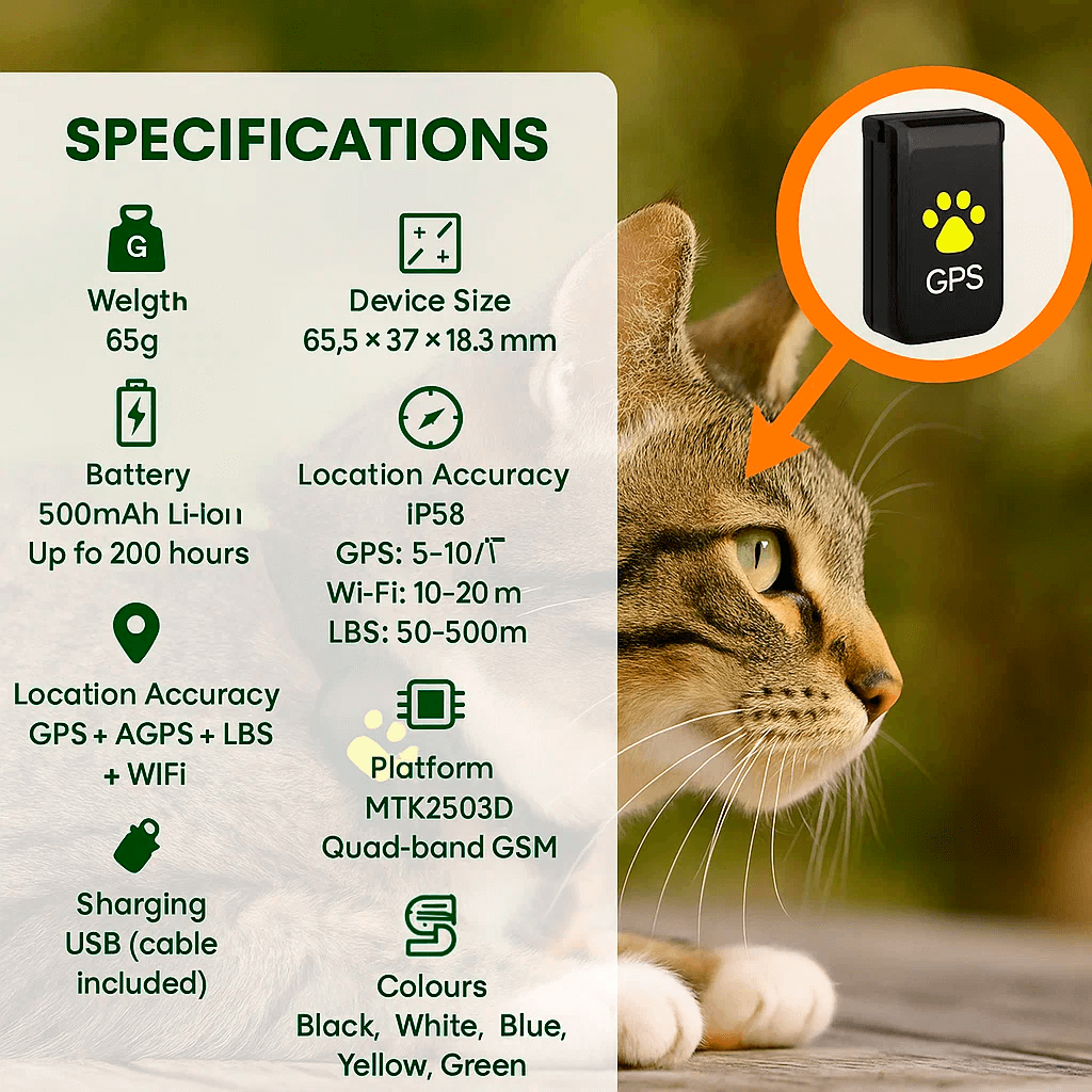 Avelena | #1 Finde GPS Katzen Tracker mit Echtzeit-Standort, wasserdichtem Design und Aktivitätsüberwachung für Sicherheit und Tracking von Haustieren