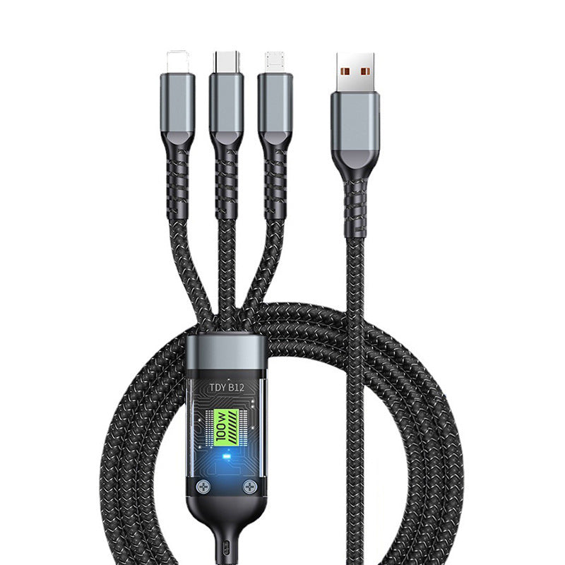 Avelena | Transparent leuchtendes 3-in-1 superschnelles Ladekabel