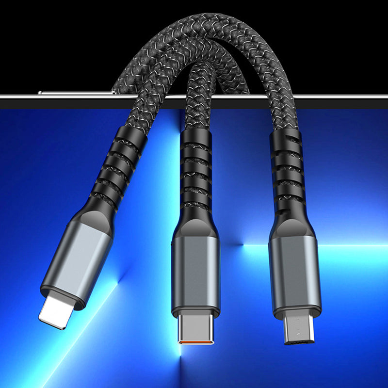 Avelena | Transparent leuchtendes 3-in-1 superschnelles Ladekabel