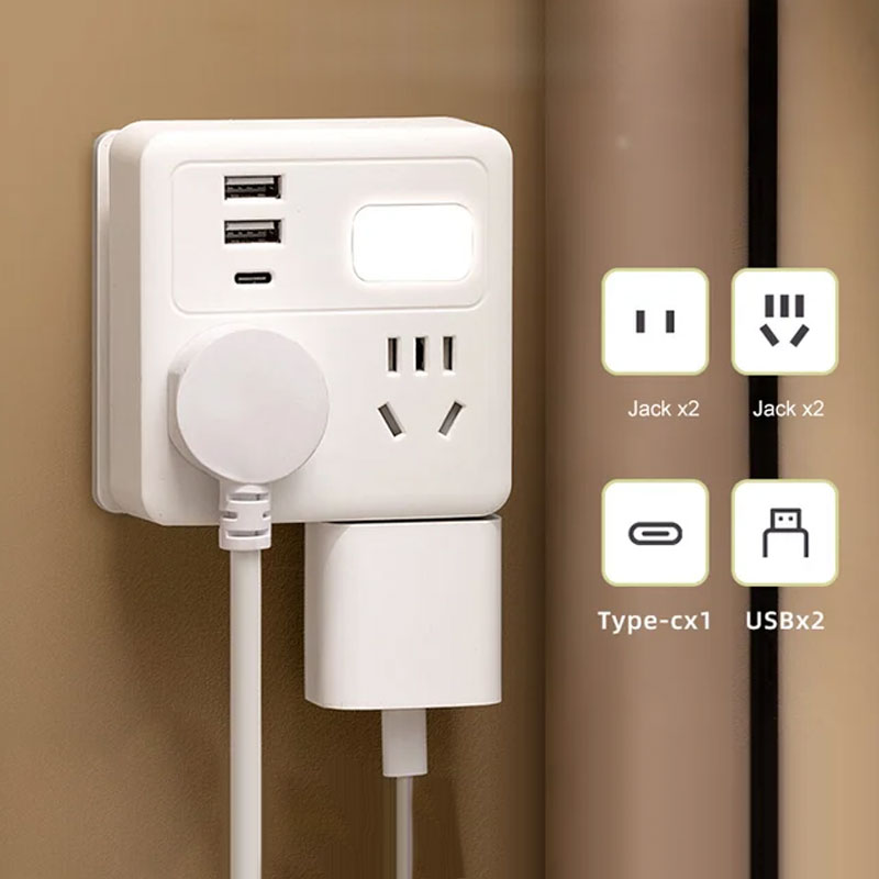 Avelena | 2er-Pack multifunktioneller Steckdosenadapter mit Nachtlicht