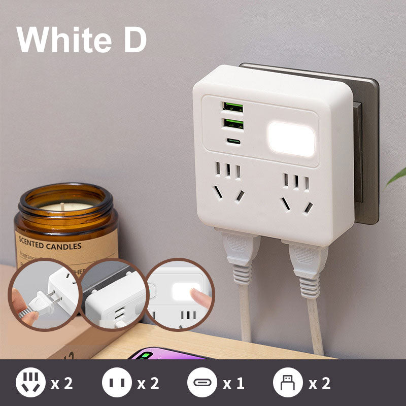 Avelena | 2er-Pack multifunktioneller Steckdosenadapter mit Nachtlicht