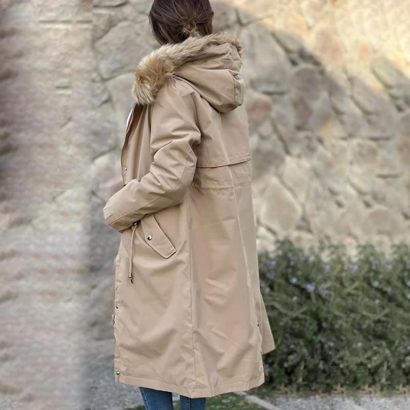 Avelena | 🎁Früher Black Friday Sale🎁Wintermantel mit Kapuze und Pelzkragen, lässiger Parka für Frauen⛄