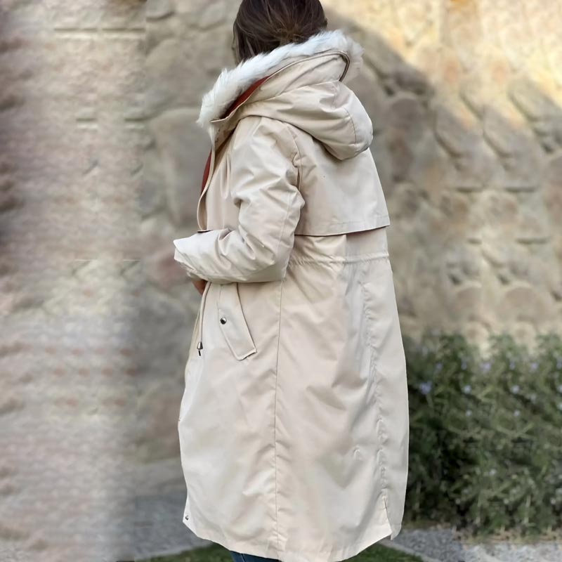 Avelena | 🎁Früher Black Friday Sale🎁Wintermantel mit Kapuze und Pelzkragen, lässiger Parka für Frauen⛄