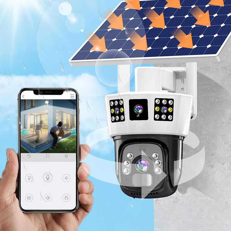 Avelena | 🎦360° smarte Solar-Überwachungskamera mit drei Bildschirmen✨