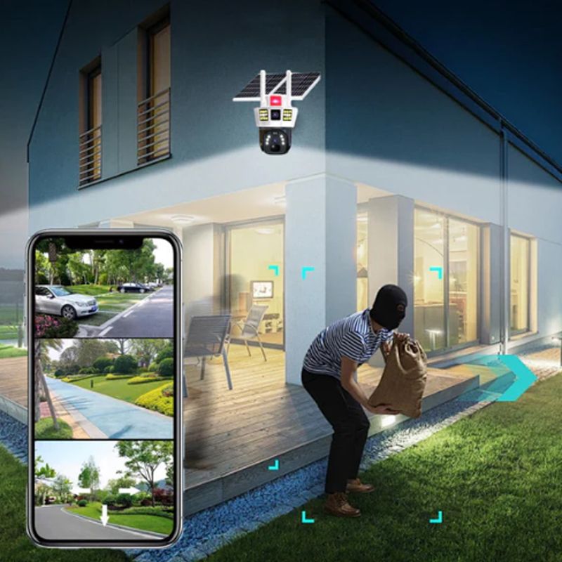 Avelena | 🎦360° smarte Solar-Überwachungskamera mit drei Bildschirmen✨