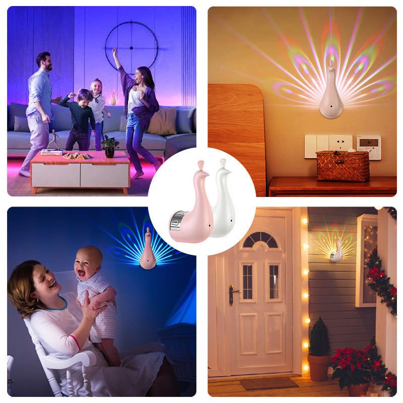 Avelena | Pfau Projektions-Wandlampe mit Fernbedienung