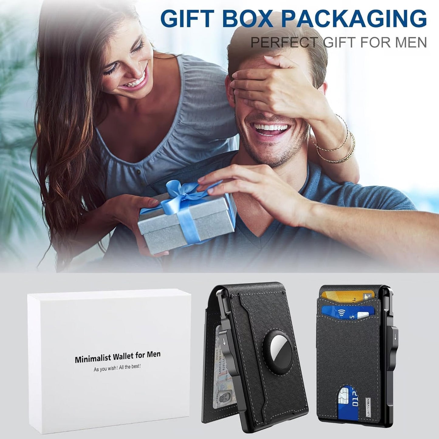 Avelena | 🔥Pop Up Aluminium Tasche Geldclip Slim Leder Slots Kreditkartenhalter RFID Blockierung Bifold Minimalistische Geldbörse