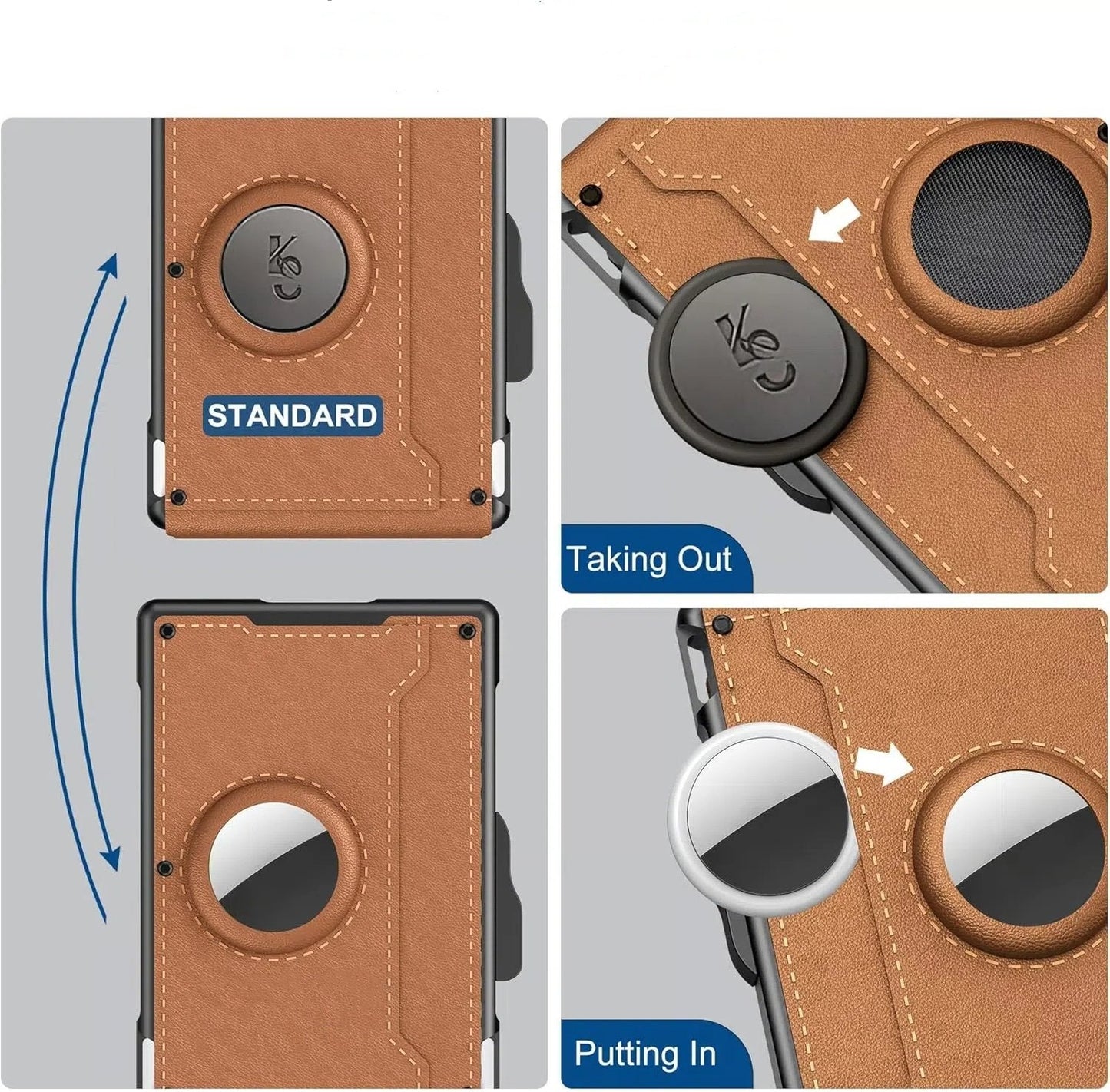 Avelena | 🔥Pop Up Aluminium Tasche Geldclip Slim Leder Slots Kreditkartenhalter RFID Blockierung Bifold Minimalistische Geldbörse