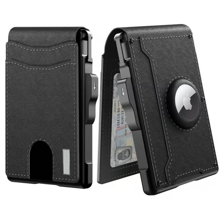 Avelena | 🔥Pop Up Aluminium Tasche Geldclip Slim Leder Slots Kreditkartenhalter RFID Blockierung Bifold Minimalistische Geldbörse