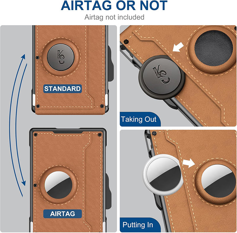 Avelena | đ„Geldbörse fĂŒr MĂ€nner - mit Pop-up-AluminiumgehĂ€use Minimale Geldbörse mit Leder-Geldklammer mit Platz fĂŒr Kreditkarten RFID-Schutz