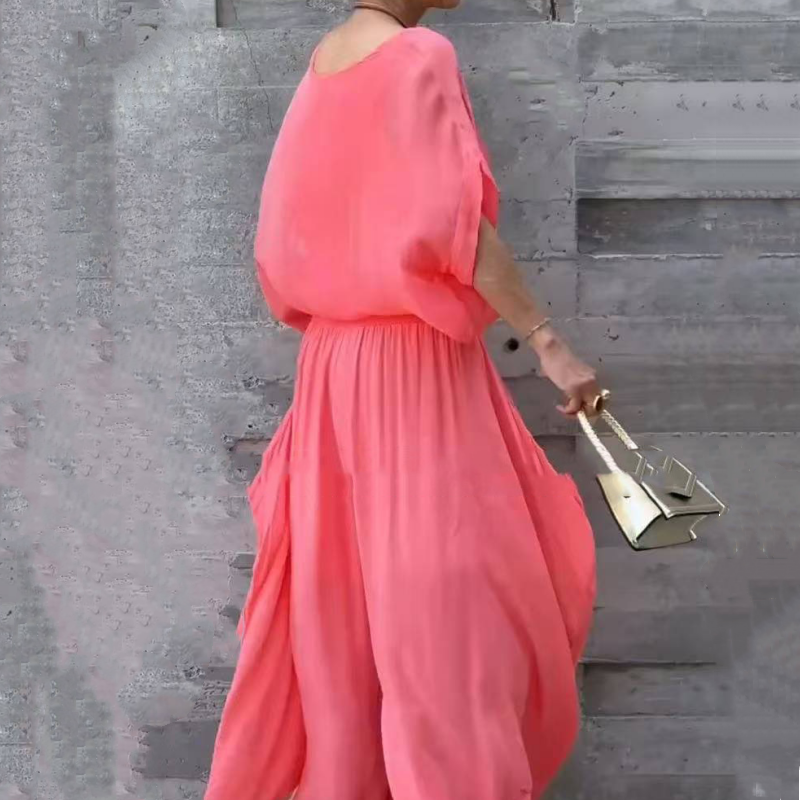 Avelena | 2-teiliges Chiffon-Set mit lockerem Oberteil und Hose mit weitem Schlitz
