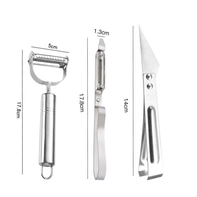 Avelena | 3-teiliges Set mit Peeling-Werkzeugen aus Edelstahl