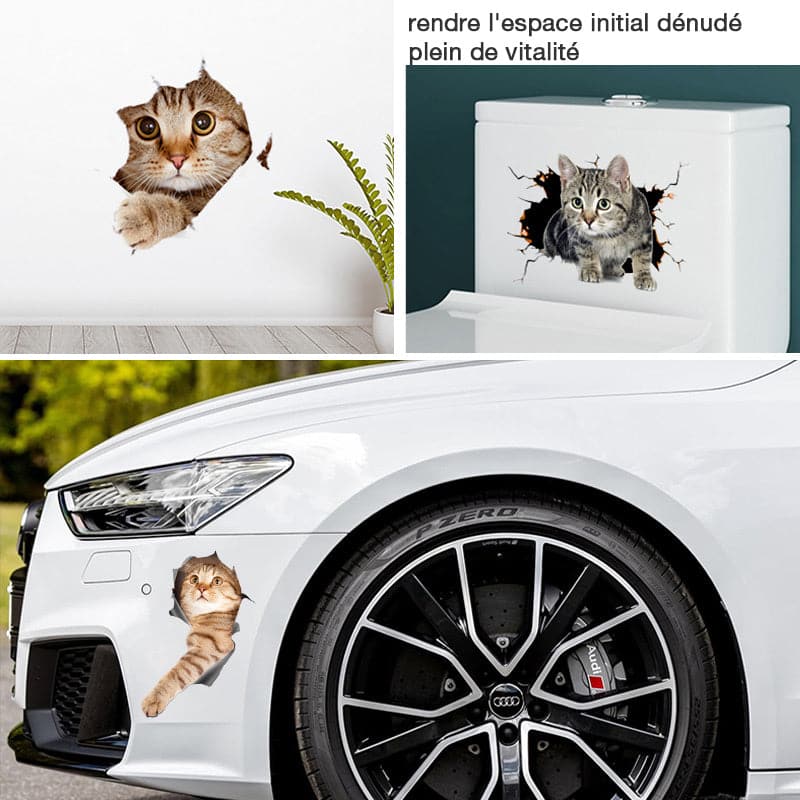 Avelena | 3D-Aufkleber mit Katzen und Hunden, die entfernt werden können