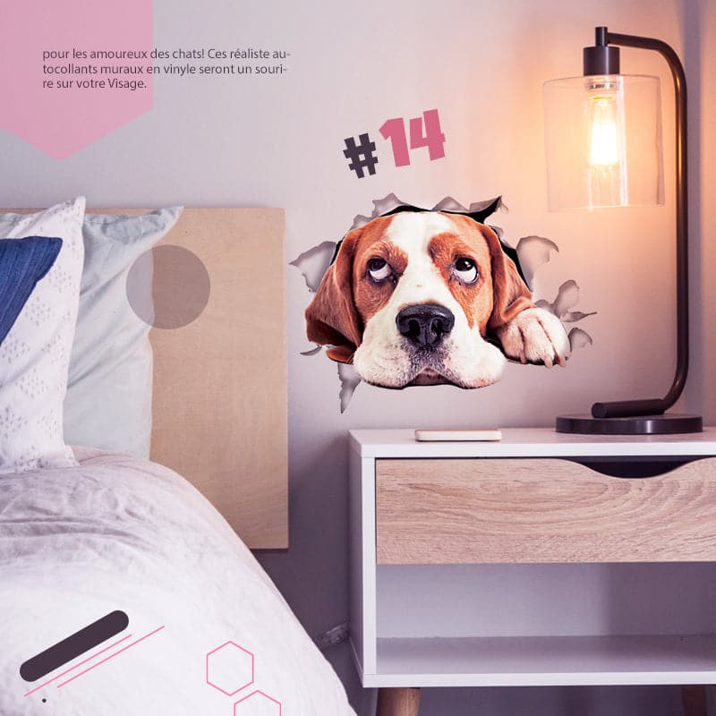 Avelena | 3D-Aufkleber mit Katzen und Hunden, die entfernt werden können