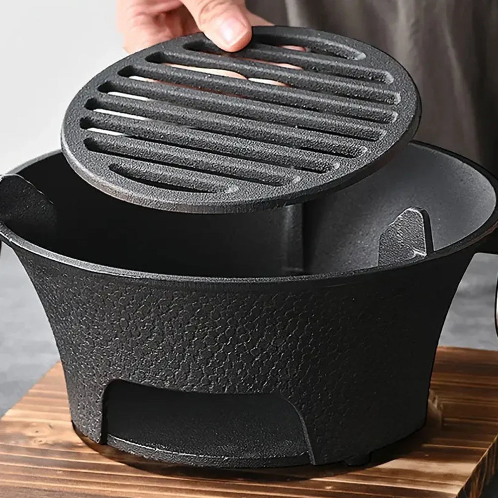 Avelena | Edelstahl BBQ Grill Tischplatte Gusseisen Holzkohle Grill Herd