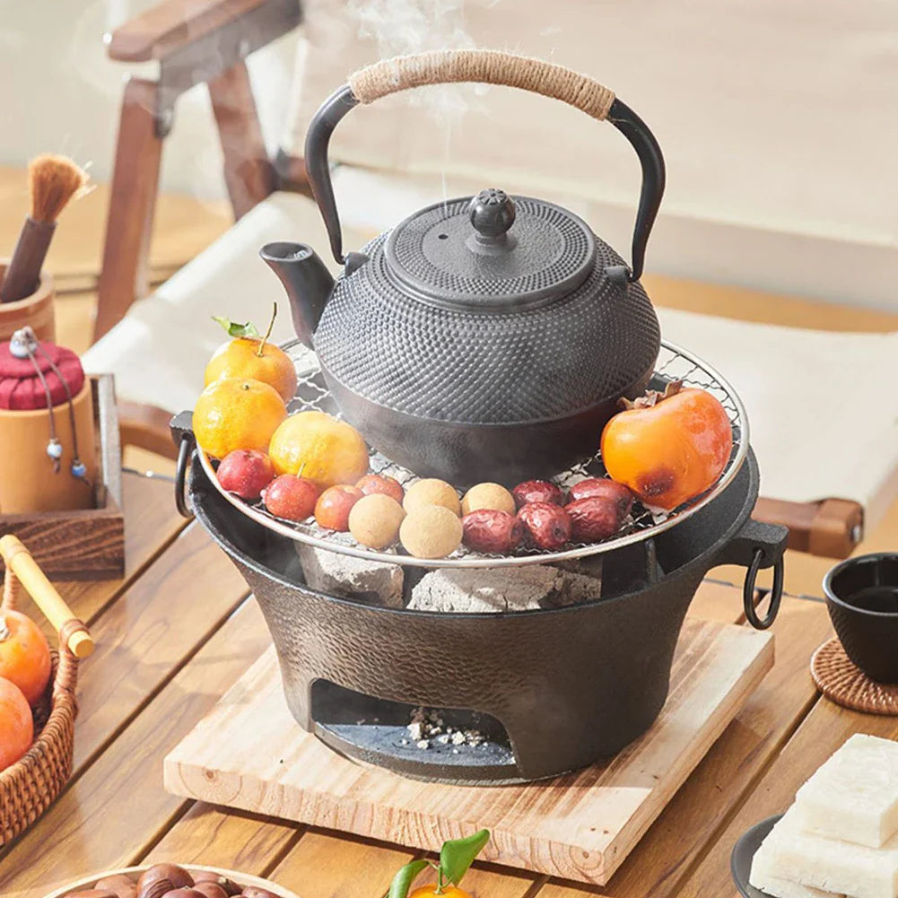 Avelena | Edelstahl BBQ Grill Tischplatte Gusseisen Holzkohle Grill Herd