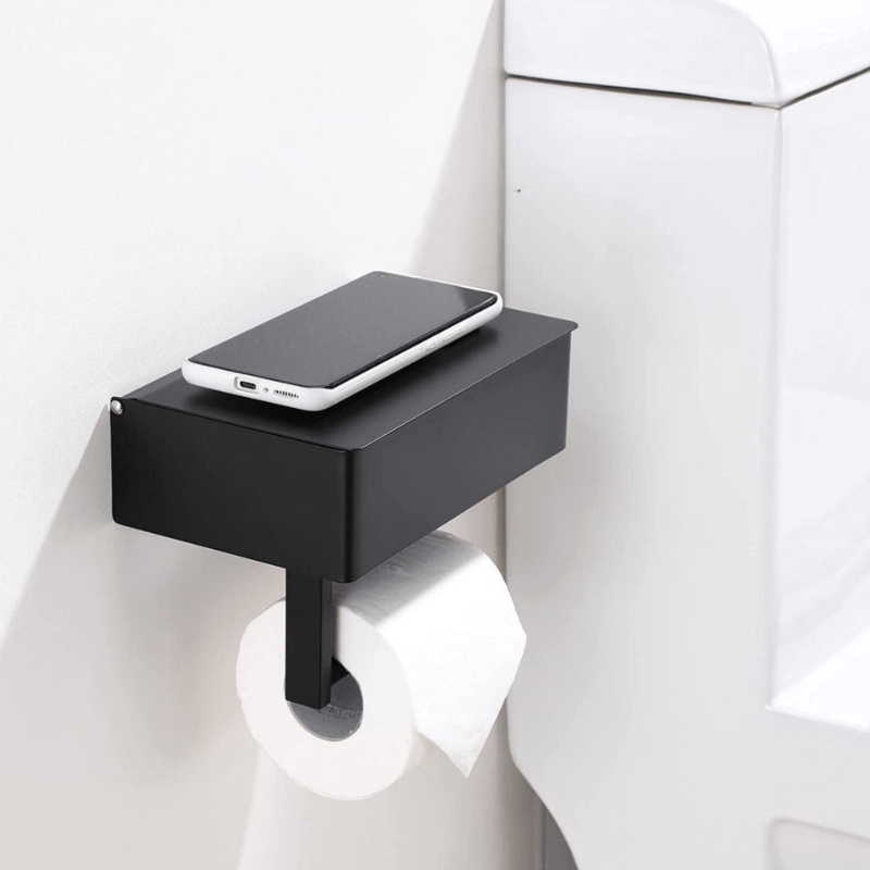 Avelena | SteelDeluxe Toilettenpapierhalter – Edelstahl mit multifunktionalem wasserdichtem Ablagefach für moderne Badezimmer