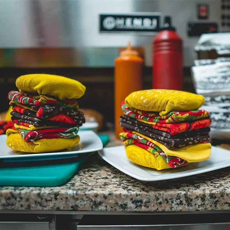 Avelena | Sushi Knöchel-Socken Geschenkset – 3-Paar Harajuku Baumwoll-Socken mit verspielten Pizza-, Burger- & Sushi-Designs, perfekt für Weihnachts- oder Geburtstagsüberraschungen