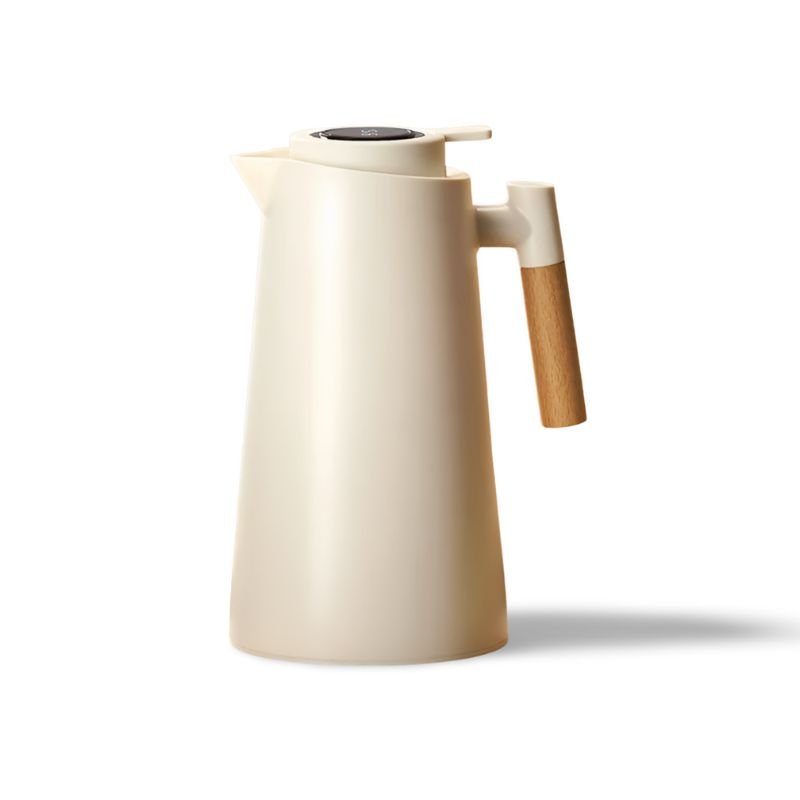Avelena | ThermoWood – Smart isolierter Thermoskanne mit digitaler Temperaturanzeige & Holzgriff
