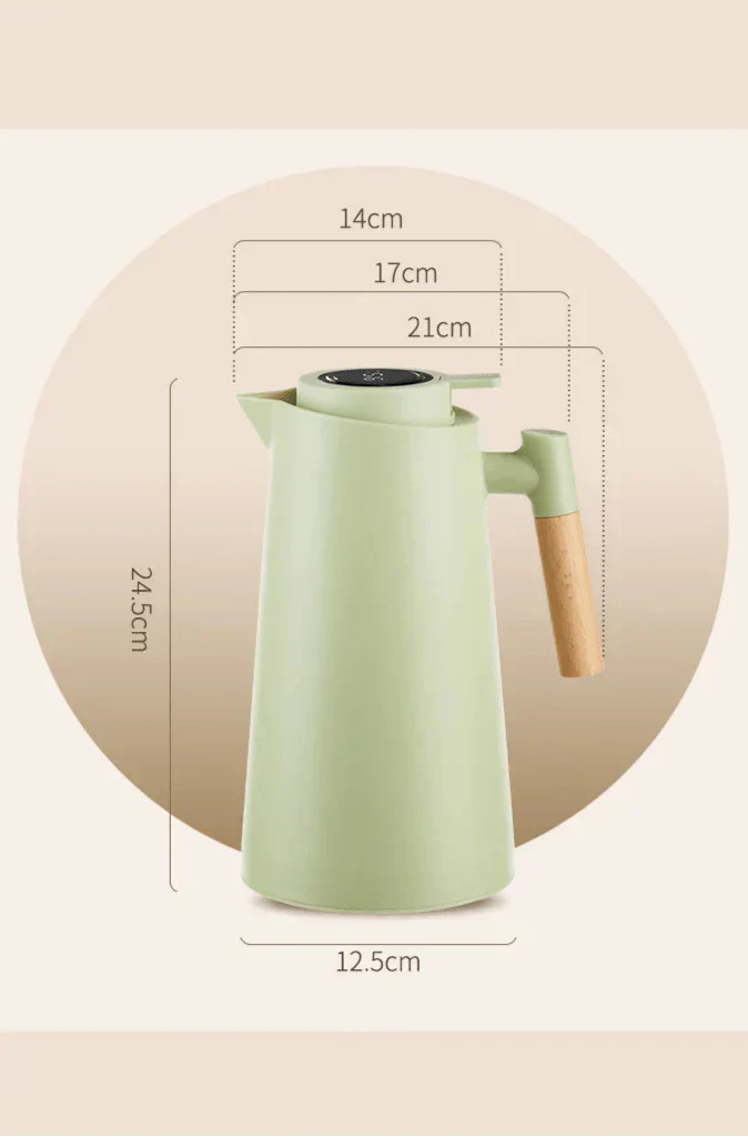 Avelena | ThermoWood – Smart isolierter Thermoskanne mit digitaler Temperaturanzeige & Holzgriff
