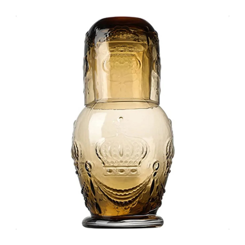 Avelena | Becher Glas Krug und Tasse Retro Krone Relief Glas Wasser Karaffe