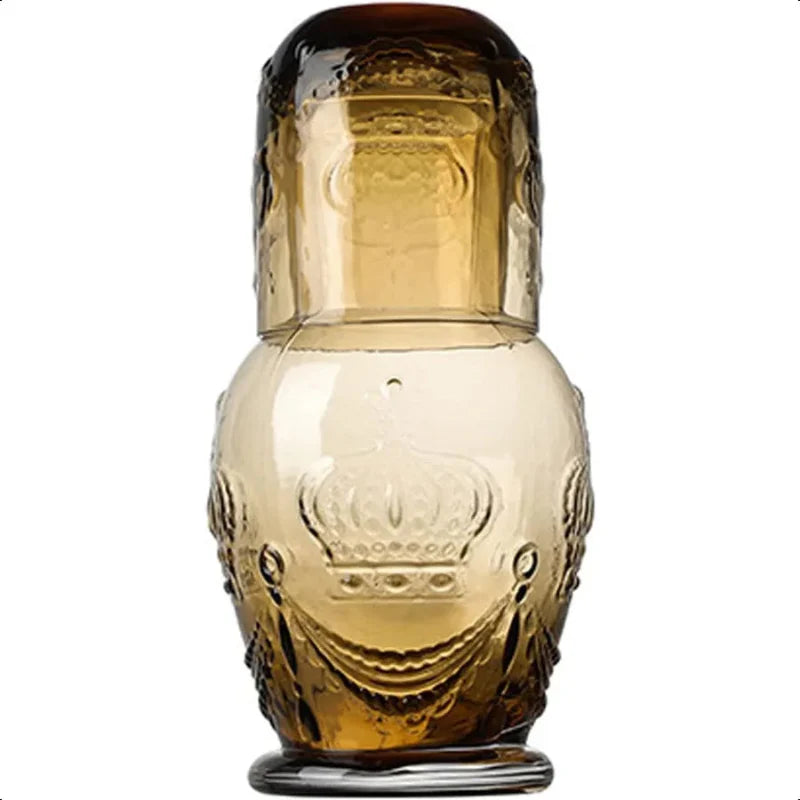 Avelena | Becher Glas Krug und Tasse Retro Krone Relief Glas Wasser Karaffe