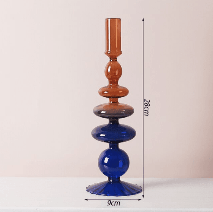 Avelena | Zwei Farbglas klassische Handwerk Kerzenständer