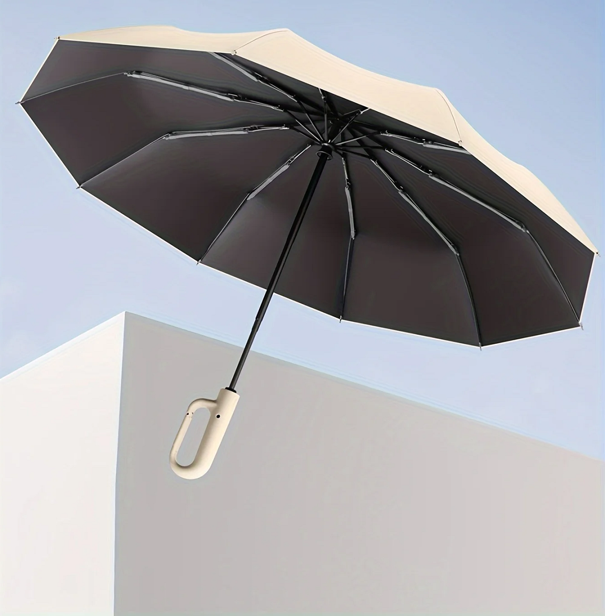 Avelena | Winddichter automatischer Klapp-Regenschirm mit großem Schnallengriff – kompakt & langlebig