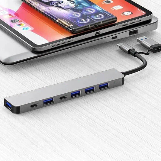 Avelena | USB-C Hub 7-in-1 Multiport Adapter – Hochgeschwindigkeits-USB-Splitter für Mac, PC, Tablet und weitere Geräte
