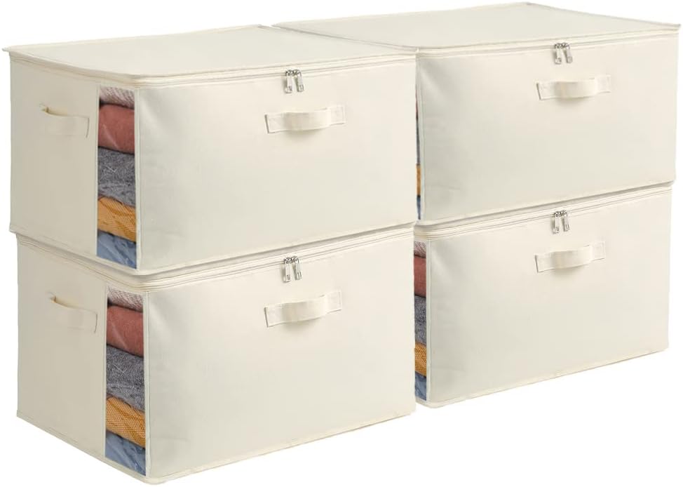 Avelena | Canvas Kleider Aufbewahrungsorganisator Set – Doppelt Reißverschluss Tasche mit Griffen & Fenster
