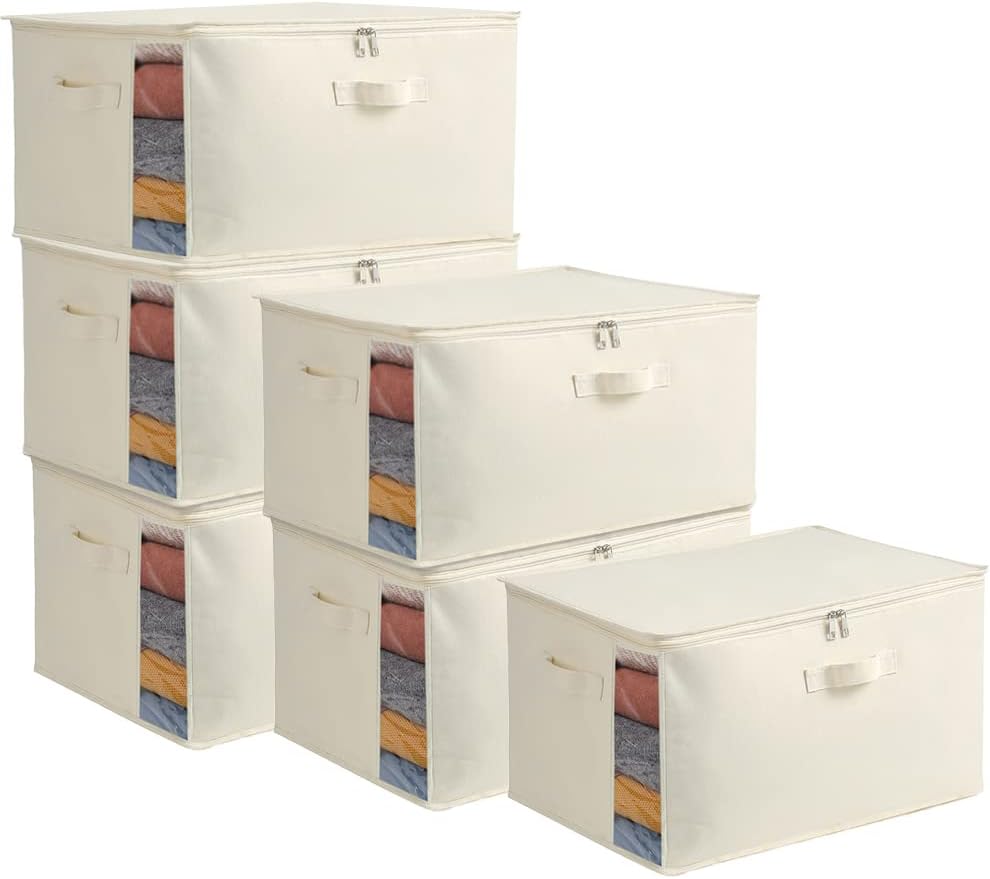 Avelena | Canvas Kleider Aufbewahrungsorganisator Set – Doppelt Reißverschluss Tasche mit Griffen & Fenster