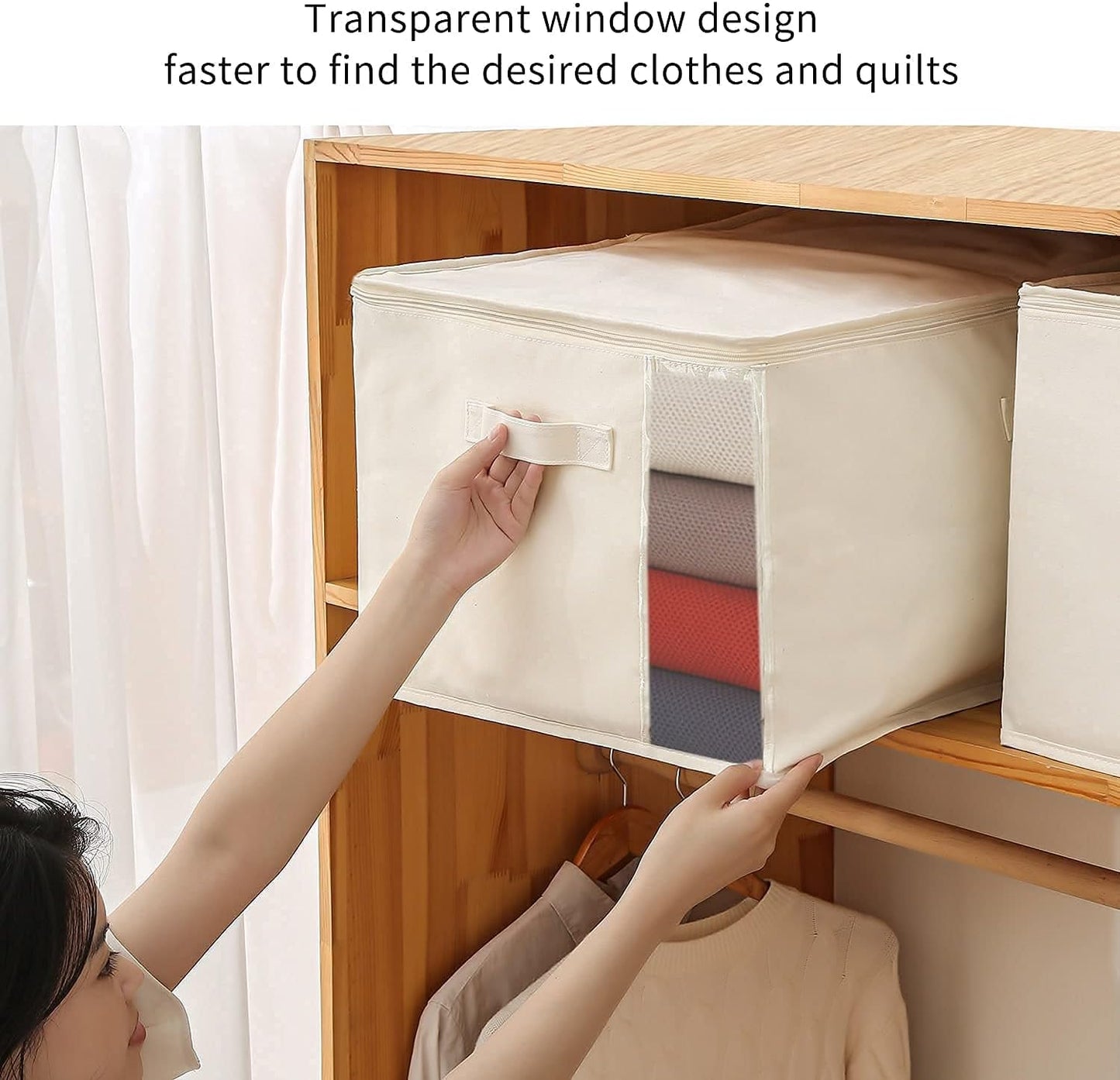 Avelena | Canvas Kleider Aufbewahrungsorganisator Set – Doppelt Reißverschluss Tasche mit Griffen & Fenster