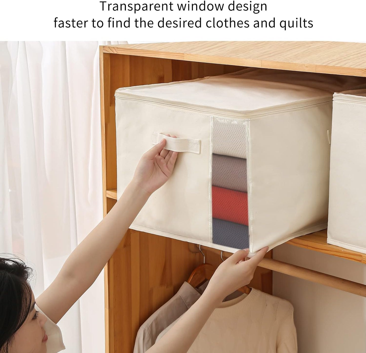 Avelena | Canvas Kleider Aufbewahrungsorganisator Set – Doppelt Reißverschluss Tasche mit Griffen & Fenster