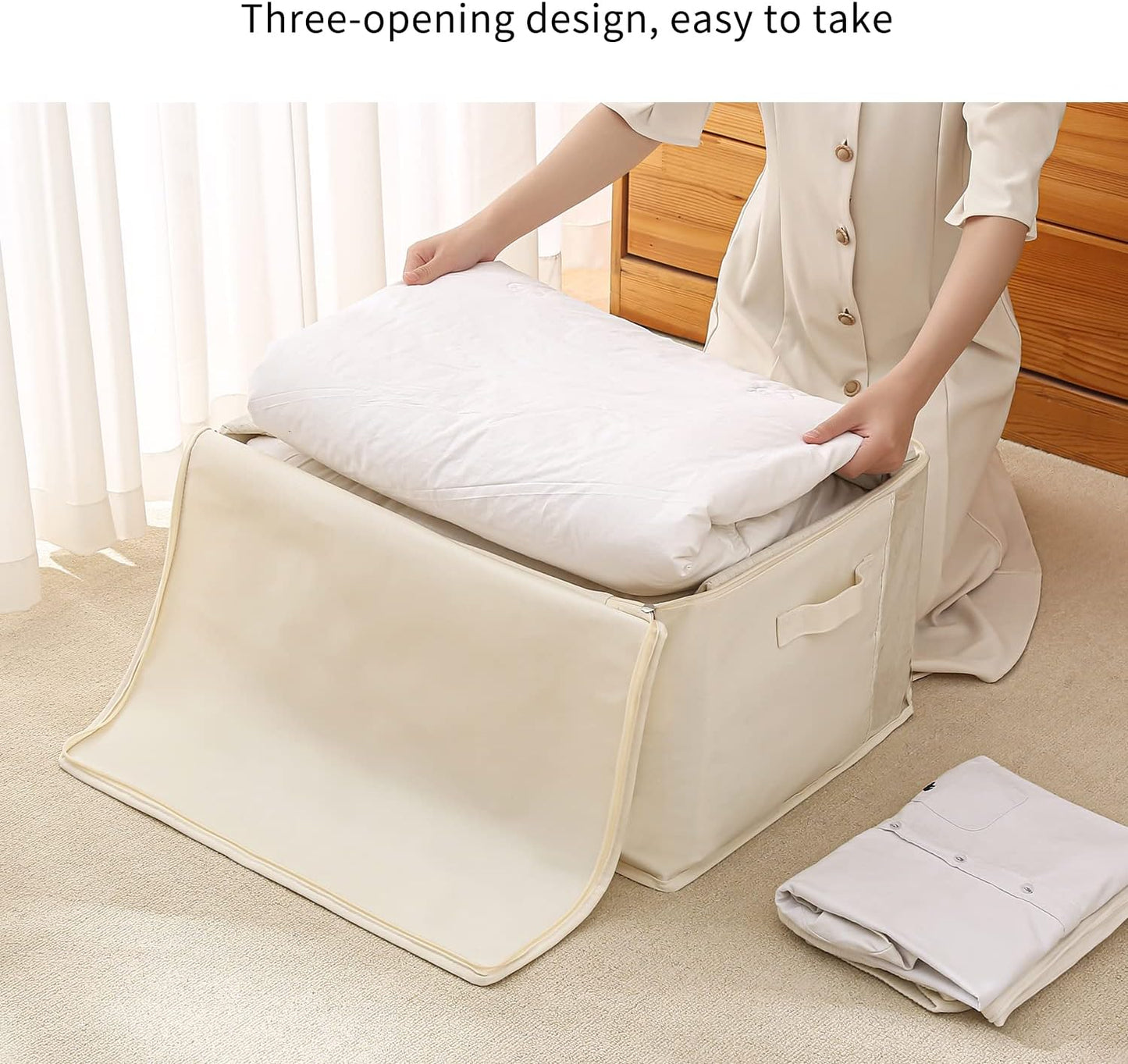 Avelena | Canvas Kleider Aufbewahrungsorganisator Set – Doppelt Reißverschluss Tasche mit Griffen & Fenster