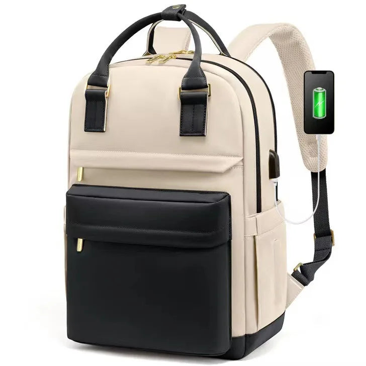 Avelena | Damen wasserdichter Laptop-Rucksack mit USB-Ladeanschluss – Stilvolle 17-Zoll Arbeits-, Schul- & Reisetasche