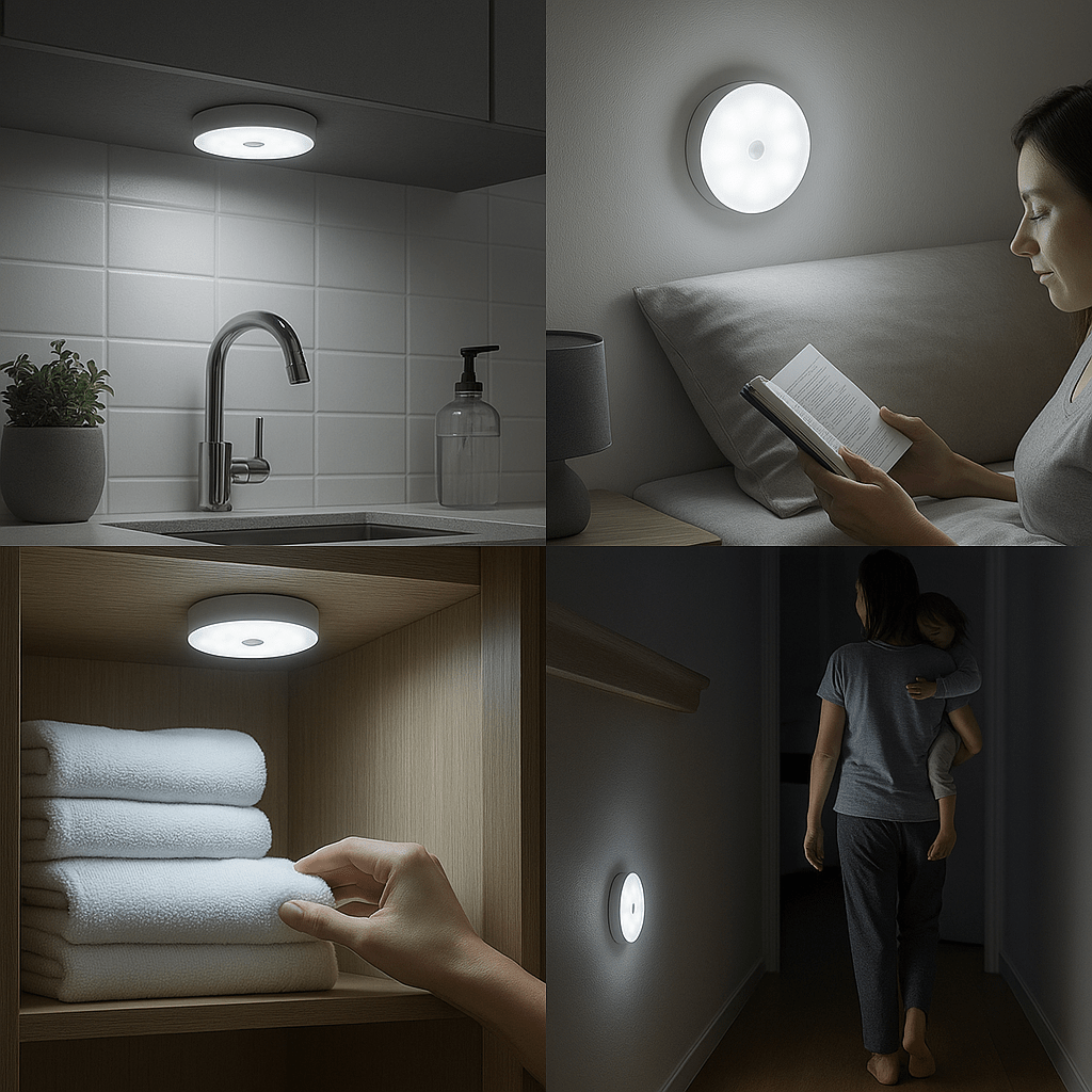 Avelena | Wiederaufladbare Bewegungssensor-LED-Leuchte | Energiesparend, USB-wiederaufladbar und ideal für Flure, Treppen, Garderoben und Schränke