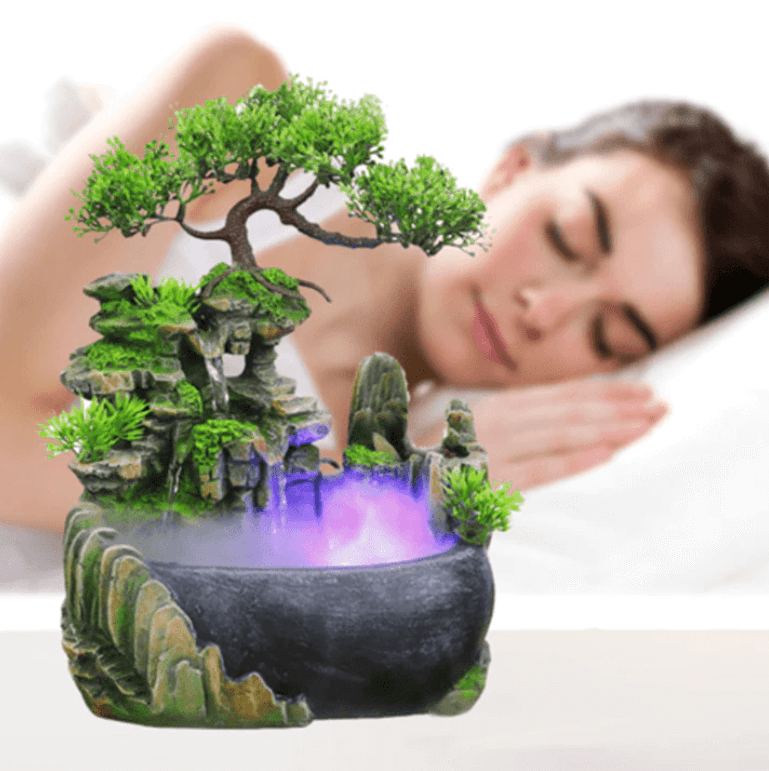 Avelena | ZenFlow Indoor Tischbrunnen – LED Licht Wasserfunktion für Zuhause, Büro & Entspannungsdekoration
