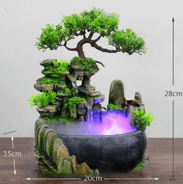Avelena | ZenFlow Indoor Tischbrunnen – LED Licht Wasserfunktion für Zuhause, Büro & Entspannungsdekoration