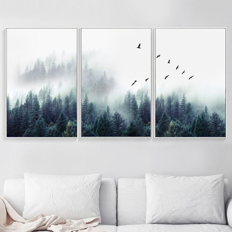Avelena | 3-teilige Nordic Forest Landscape Wandkunst