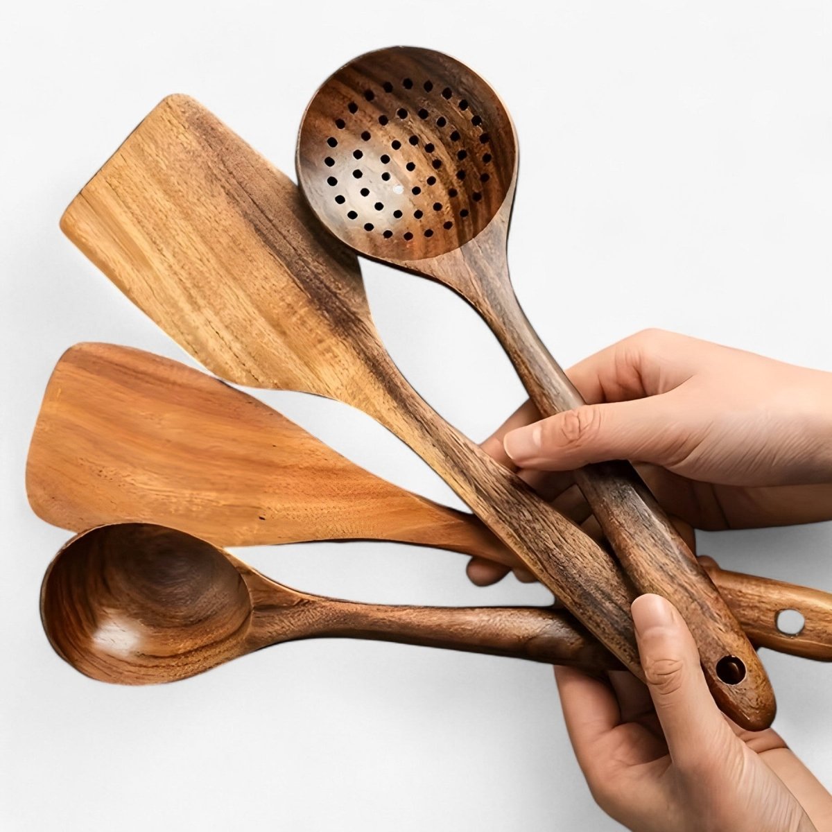 Avelena | WOODCHEF – 11-teiliges Holz-Küchenutensilien-Set für kratzfreies Kochen