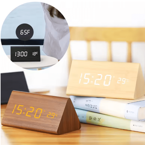Avelena | AMBIWOOD – Sprachgesteuerte LED-Uhr mit minimalistischer Holzoptik