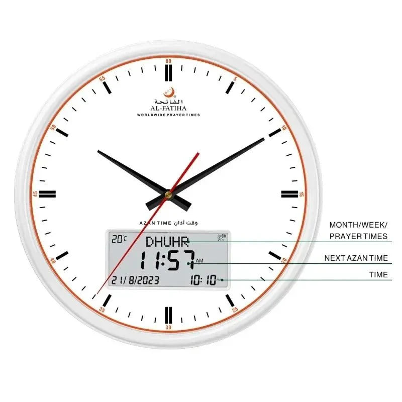 Avelena | Zamora Zeit Gebetsuhr – Automatische globale Gebetszeiten mit Azan-Alarma und elegantem Design