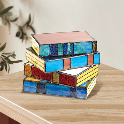 Avelena | Buntglas gestapelte Bücher Lampe